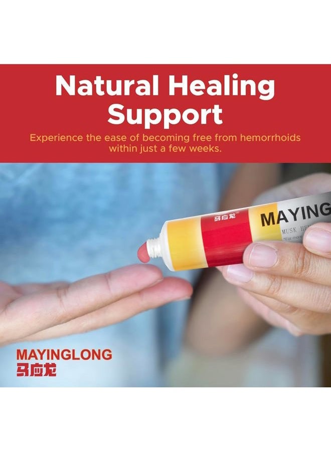Mayinglong Musk Hemorrhoids Ointment (3 x 20g Tubes), 60g - Maximum Strength Formula for Hemorrhoidal Fast Relief, Soothes Itching, Burning & Discomfort - Fast-Acting Relief (2.12 oz Total) - Image 4